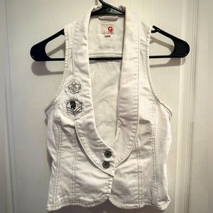 White Jean Vest